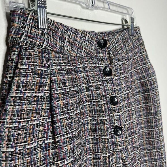 Tularosa Pants Womens Medium Tweed Colorful Wide Leg Fringe Hem Lined High Rise - Picture 6 of 16
